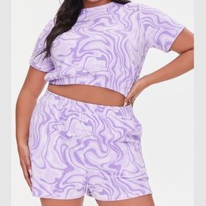 Plus Size Marble Tee & Short Set